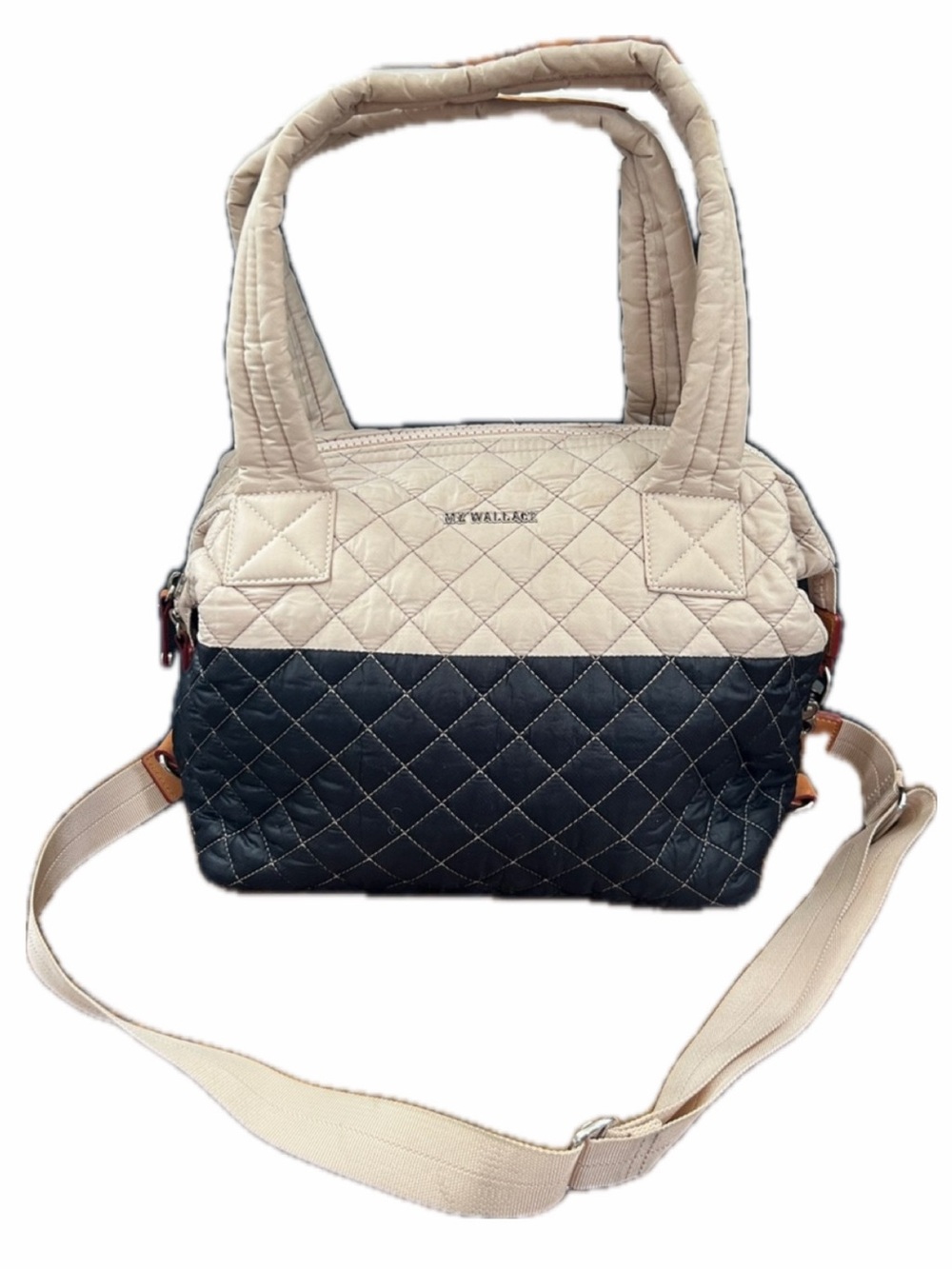 MZ WALLACE Sutton Quilted Bag mushroom and black color block